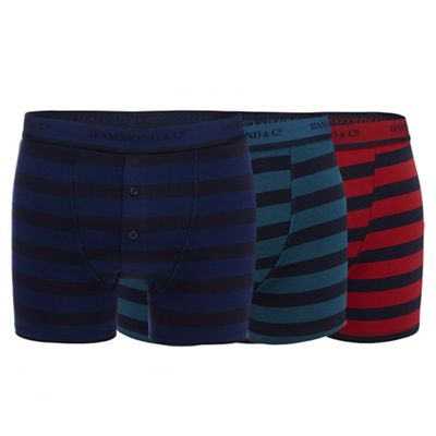 Hammond & Co. by Patrick Grant Pack of three navy striped boxer shorts